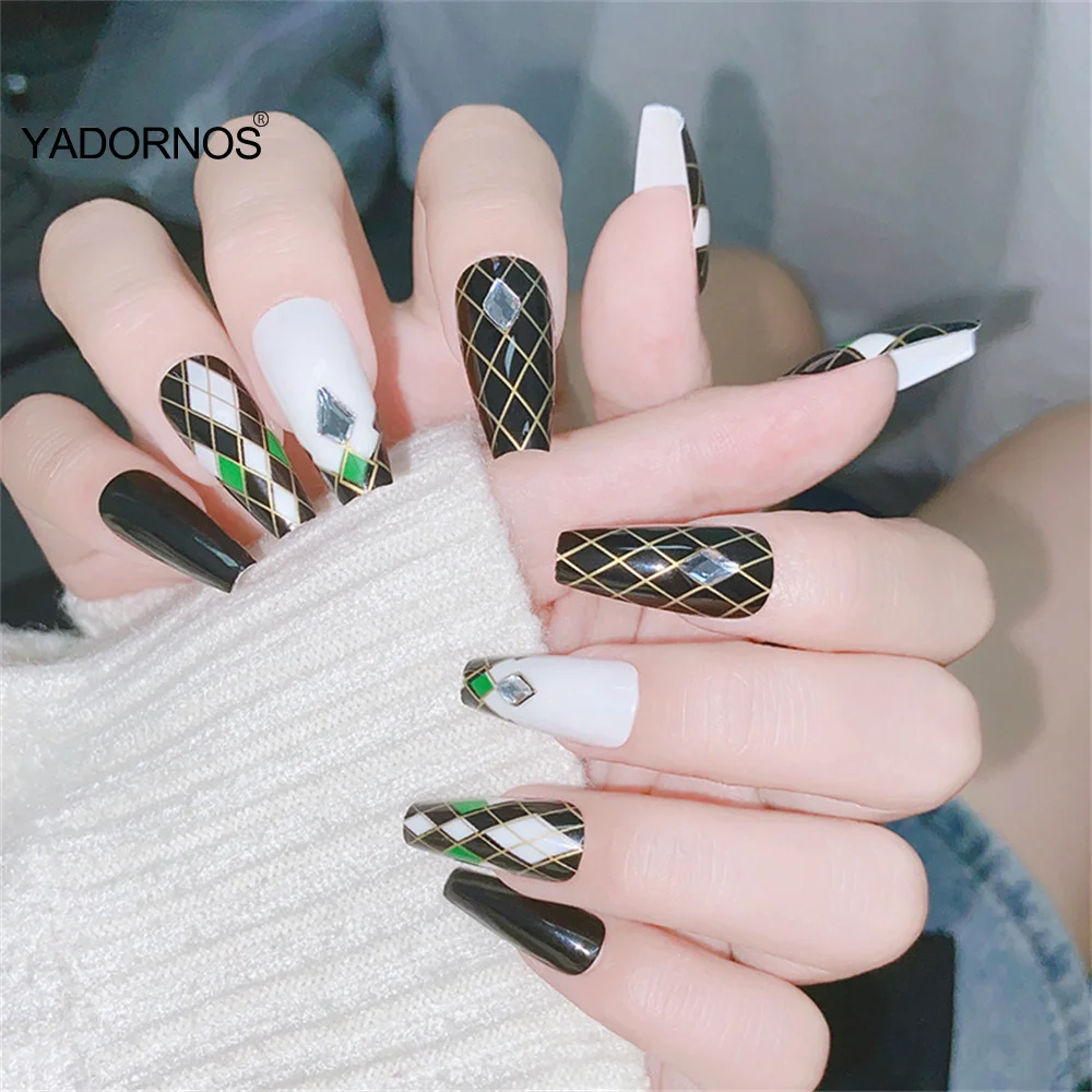 

Многоразовые искусственные бриджи для дизайна ногтей, 24 шт., уникальные модные узоры, пресс для ногтей, для профессионального маникюрного с...