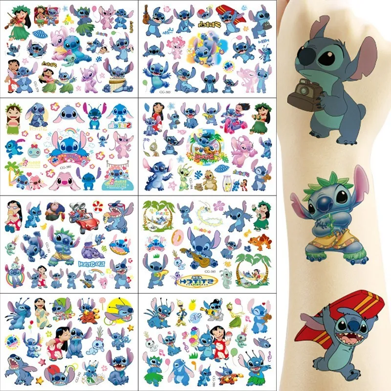 New Interstellar Baby Stitch Cartoon Tattoo Stickers Children Stitch Water Transfer Disposable Tattoo Stickers Toys Kawaii Gift