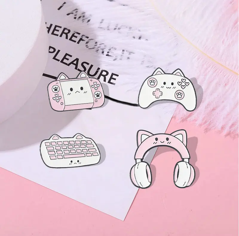 Эмалированные булавки для клавиатуры с изображением кота игровая консоль мышью