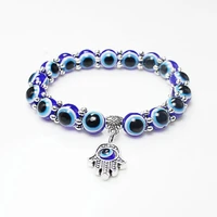 hot fashion crystal beads blue evil eye bracelet bracelet couple man woman stretch luck jewelry gift charm bracelet