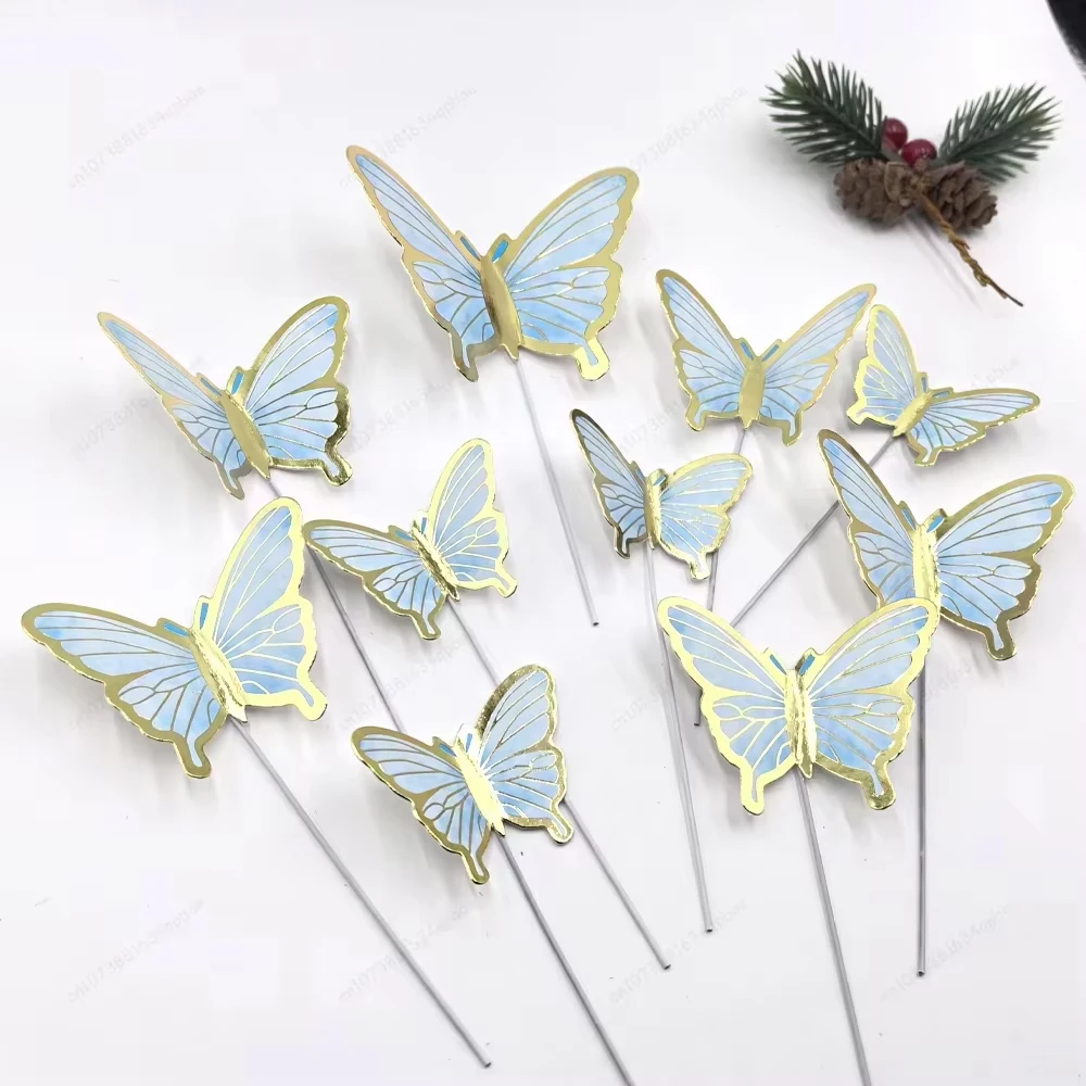 

Золотые розовые бабочки для торта, 10 шт.