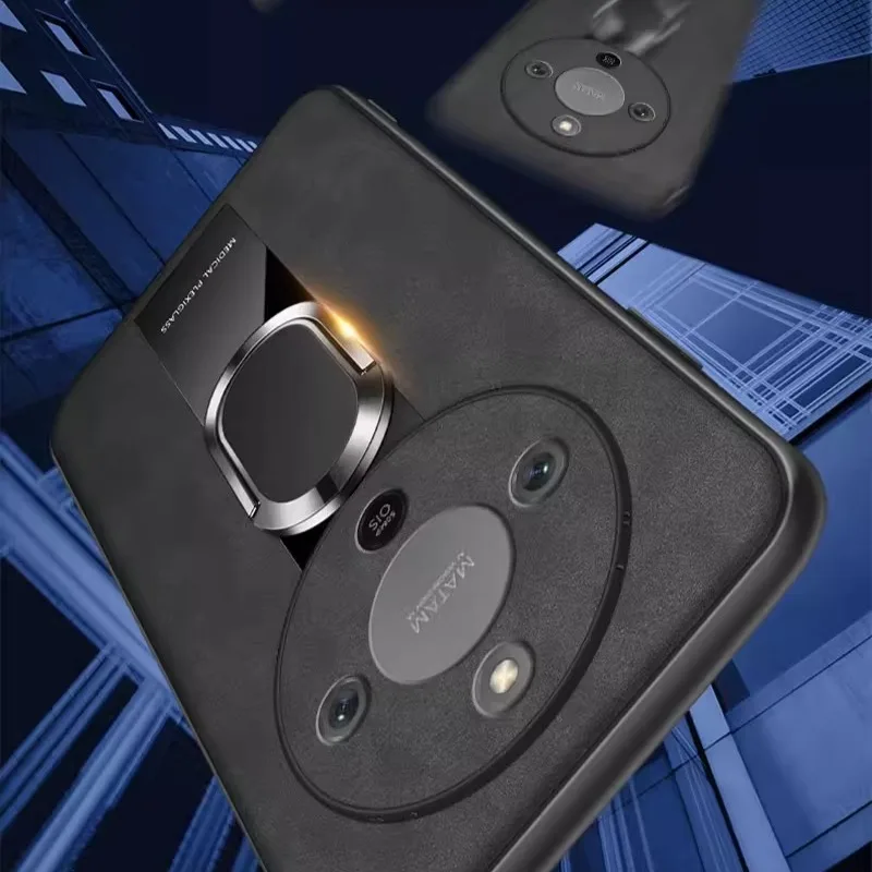 Фото Чехол для телефона Honor Magic 8 Lite 5G из искусственной кожи с матовым покрытием, магнитным кольцом и силиконовой мягкой подкладкой для Honor Magic 8 Pro Lite 5G №5