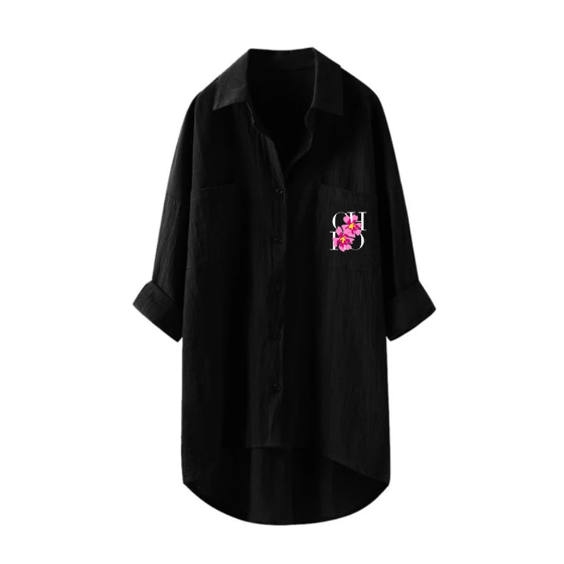 Рубашка женская универсальная с длинным рукавом и карманами