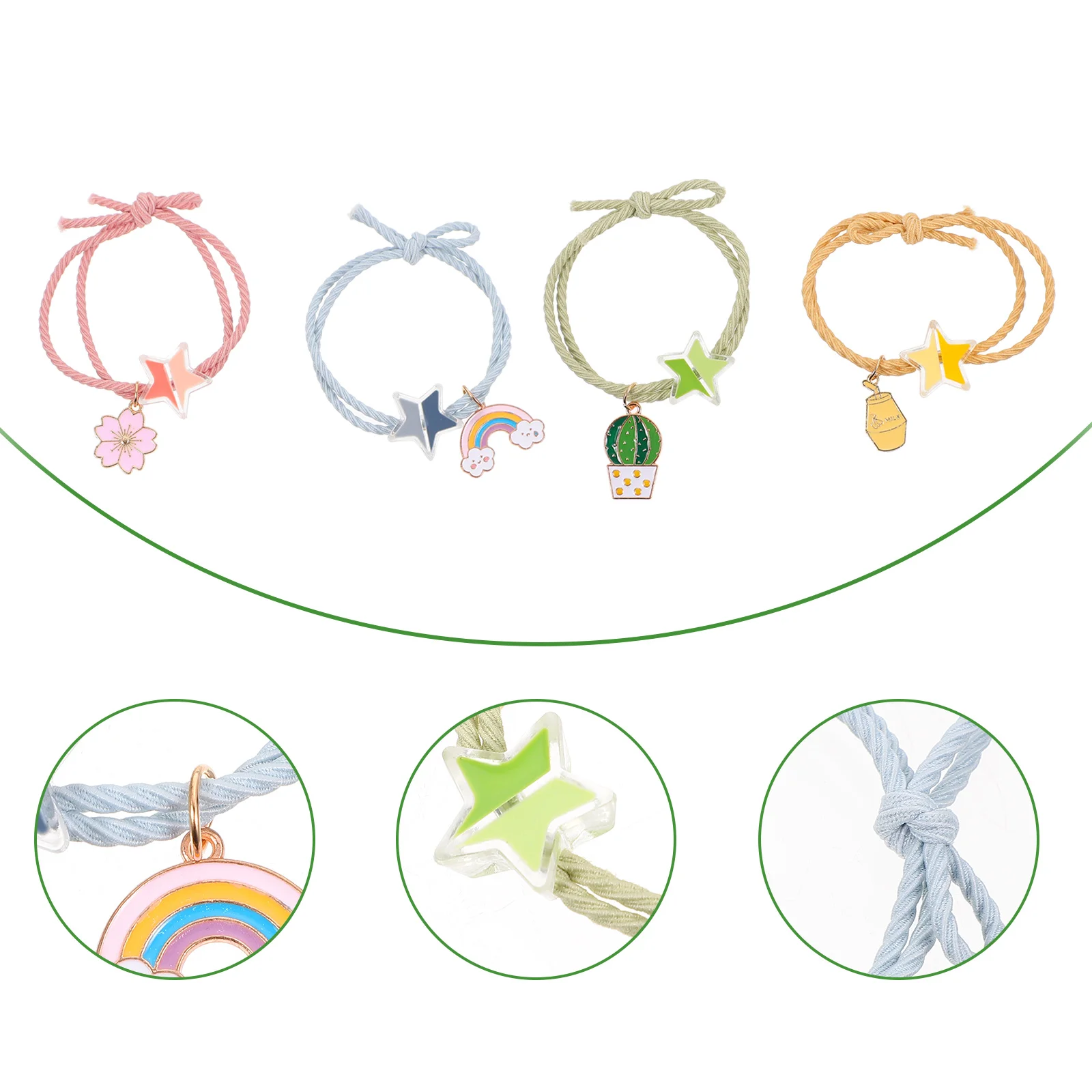 4pcs Rubber Bands Ponytail Holder Elegant Hair Ropes Hair Scrunchies for Girl