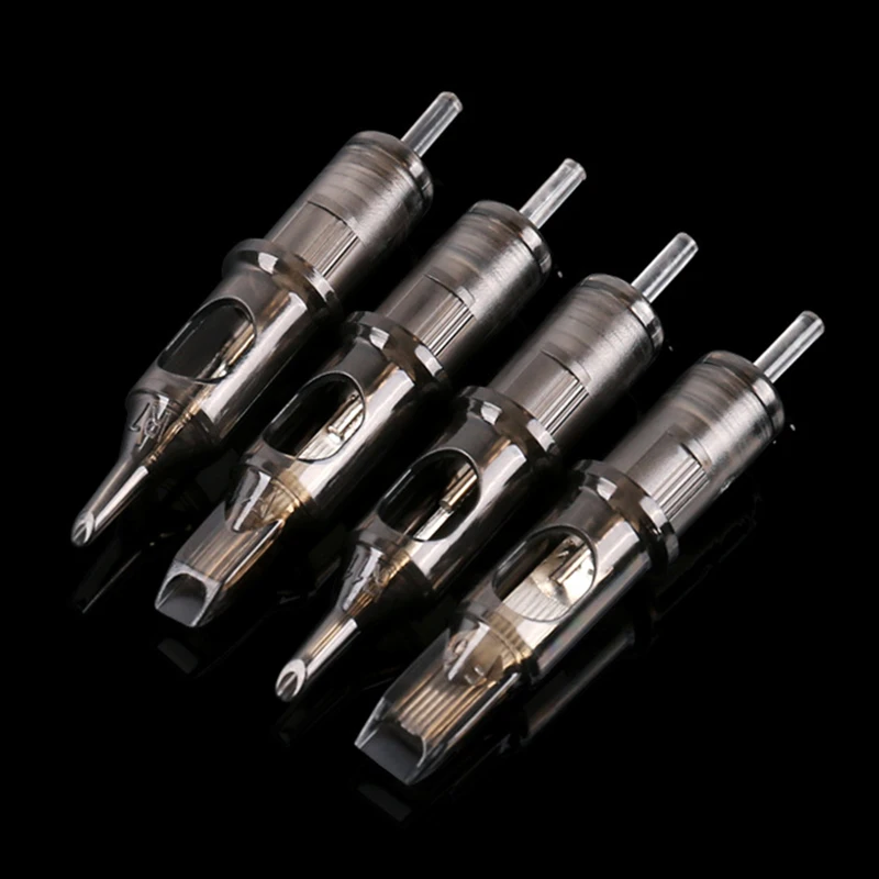 

100pcs 0.35MM Disposable Makeup Tattoo Cartridge Needle Semi Permanent Eyebrow Tattoo Pen Machine Supplies M1 RS RL RM Brown