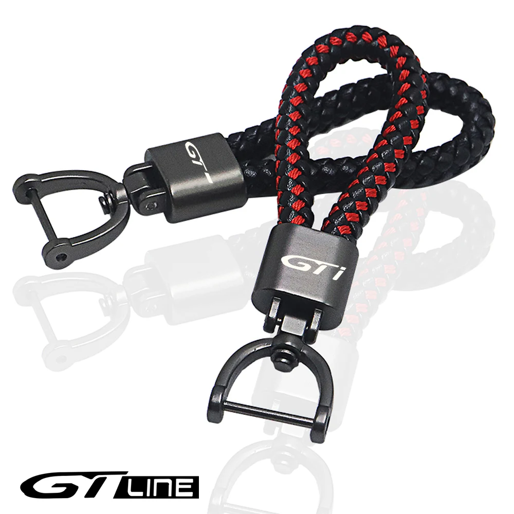 

for Peugeot gt gti gtline 508 5008 3008 208 2008 308 car Leather key chain car accessories