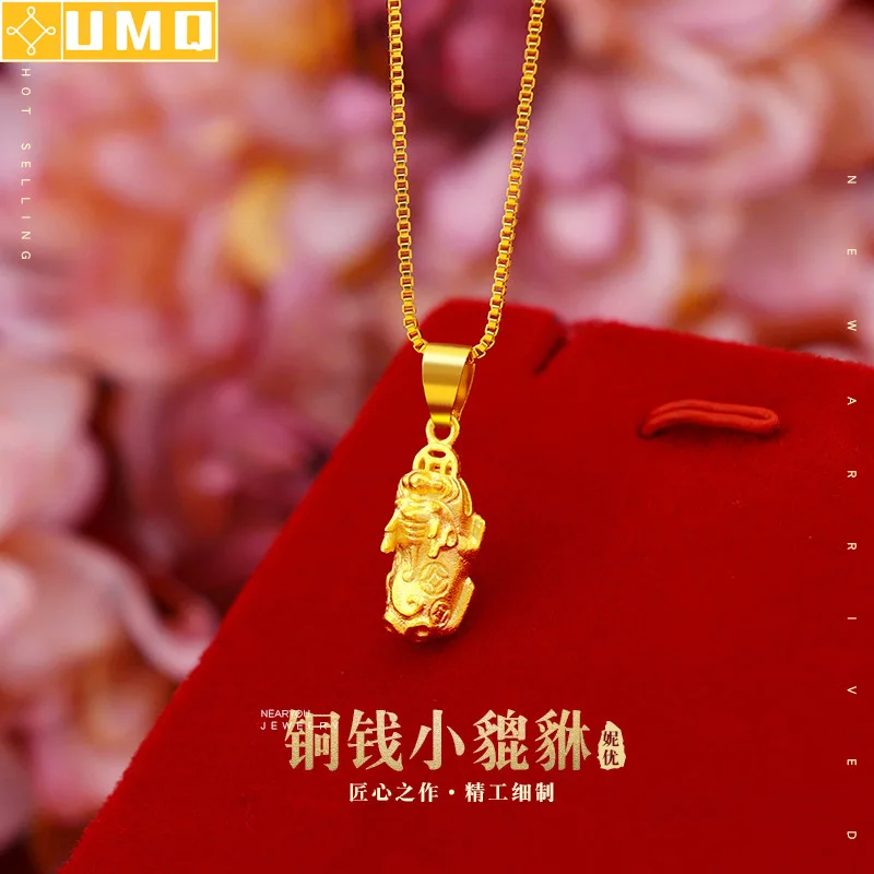 

Pure Gold Pendant Hard Sand Gold Fancy Carp Chain Necklace Accessories for Women Lucky Mythical Animals Party Jewelry Gift