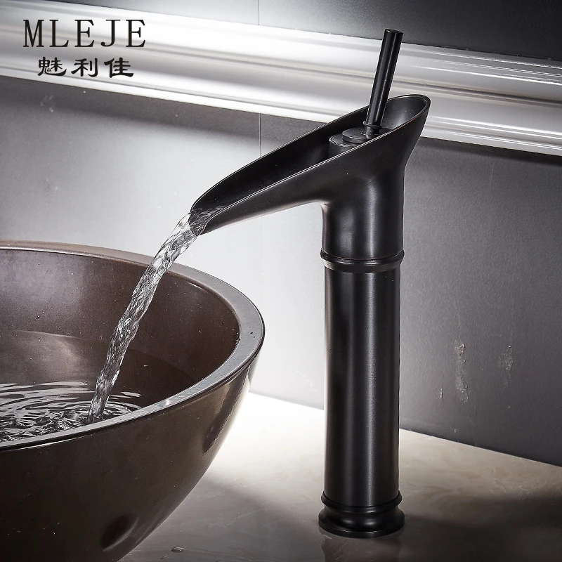 

Antique Kitchen Faucets Brushed Black Basin Faucets Bamboo Shaped Bathroom Tap Single Handle Sink Mixer Hot Cold Deck Mounted