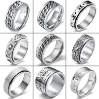 anxiety rotatable spinner band fidget ring for women men high quality stainless steel punk cool jewelry wholesale drop shipping