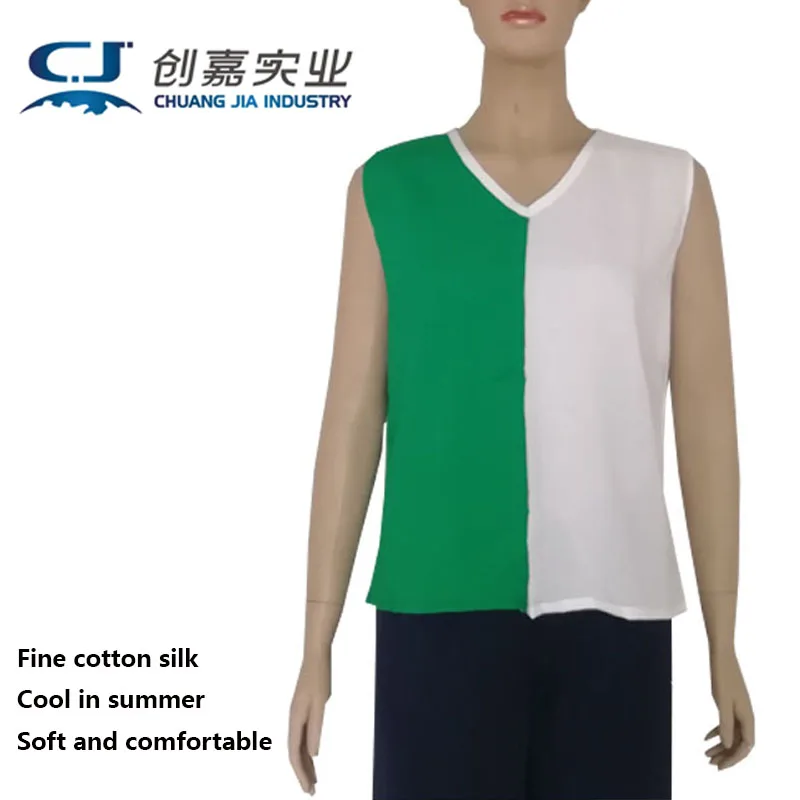 

Cotton Silk Summer Women's V-neck Vest Original Design Patchwork Color Top Home Casual Pajamas Sports Fitness Running Shirt