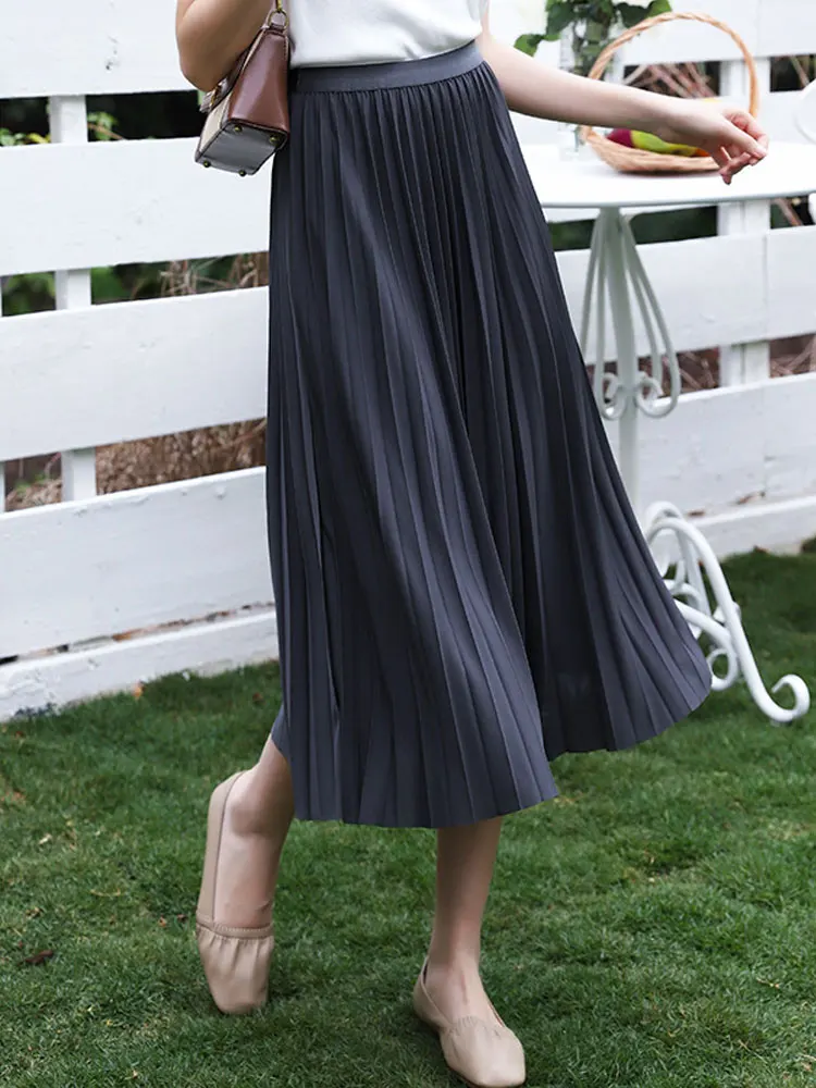 

Женская плиссированная юбка-трапеция, длинная юбка макси с высокой талией в Корейском стиле, весна-лето 2023