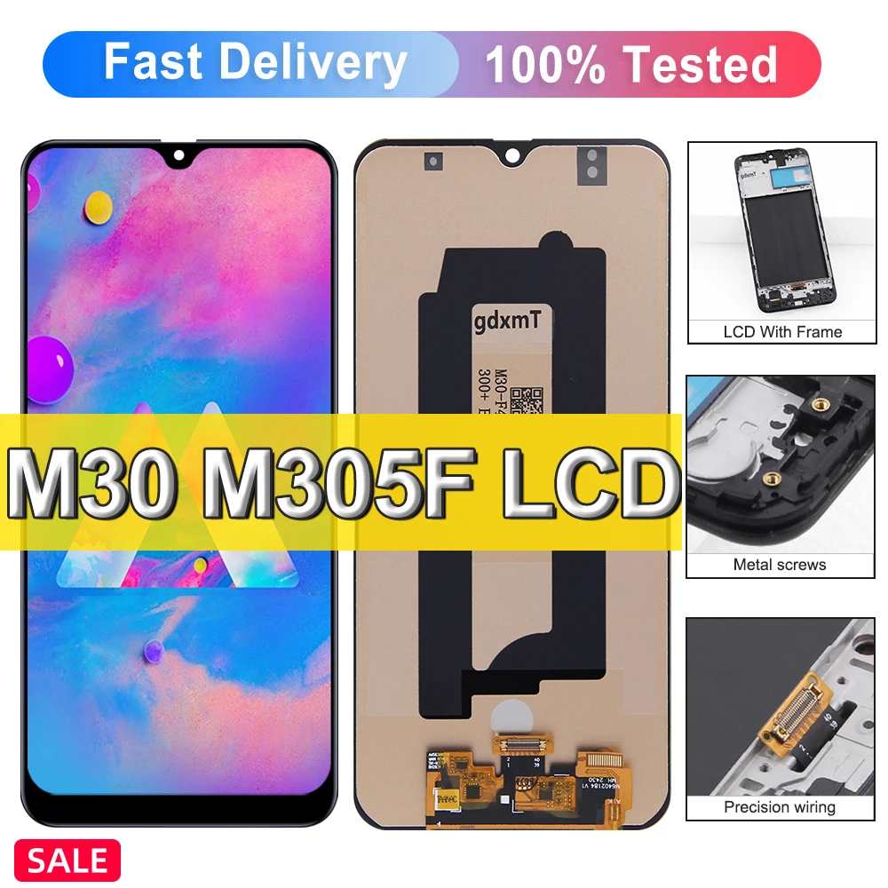 DIsplay для Samsung Galaxy M30 ЖК-дисплей сенсорный экран с рамкой 6 4 дюйма SM-M305FN/DS M305F замена