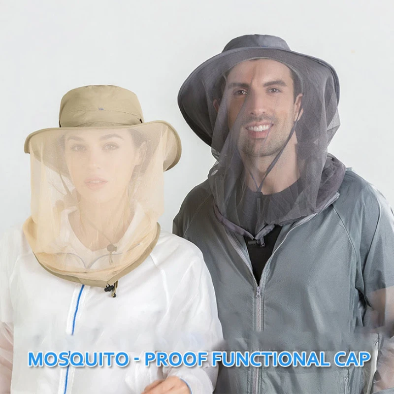 

Outdoor Men Women Large Brims Sunshade Hats Mesh Masks Protective Fishing Hats Fisherman Hats Mosquito Proof Hats Panama Hats