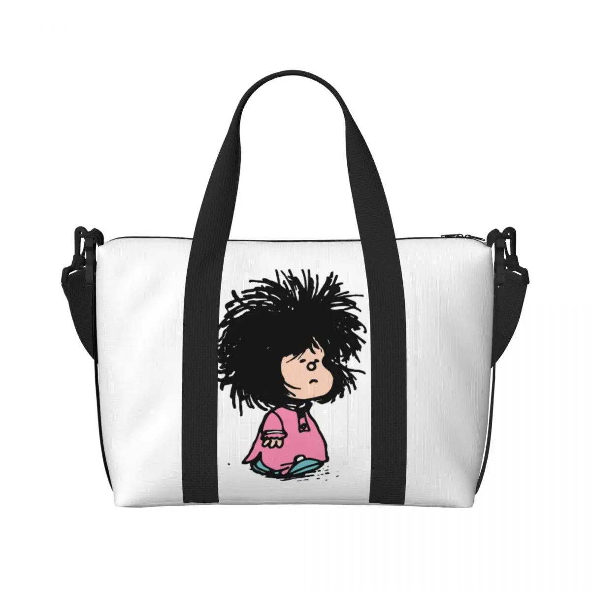 Пляжная сумка-тоут на заказ с юмором мангой Mafalda для женщин очень большая сумка