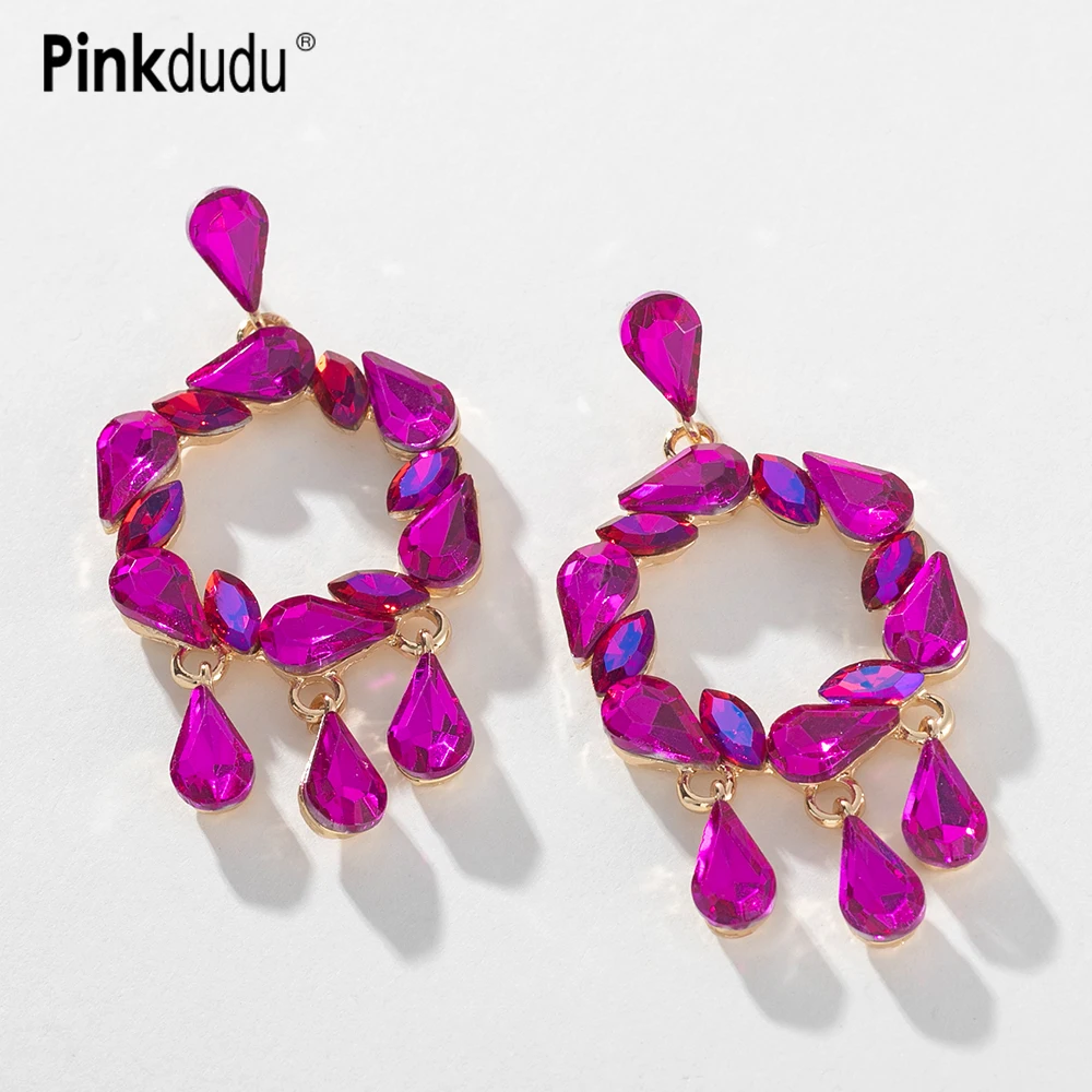 

Pinkdudu Vintage Alloy Inlaid Rhinestone Earrings Ins Style Geometric Drop Earrings for Women Jewelry Gifts PD897