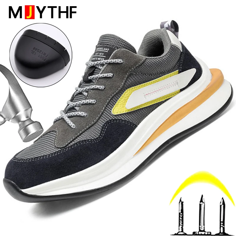 

Fashion Work Sneakers Steel Toe Men Indestructible Shoes Safety Boots Anti-smash Anti-puncture Protective Shoes Work Boots Men