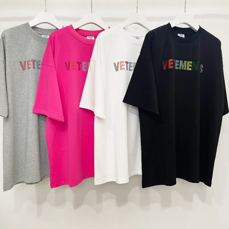 

Vetements Fashion T-shirt Men 1:1 Cotton Short Sleeve Top Tee Back Collar Letter Embroidered Logo Unisex Casual T-shirts VTM