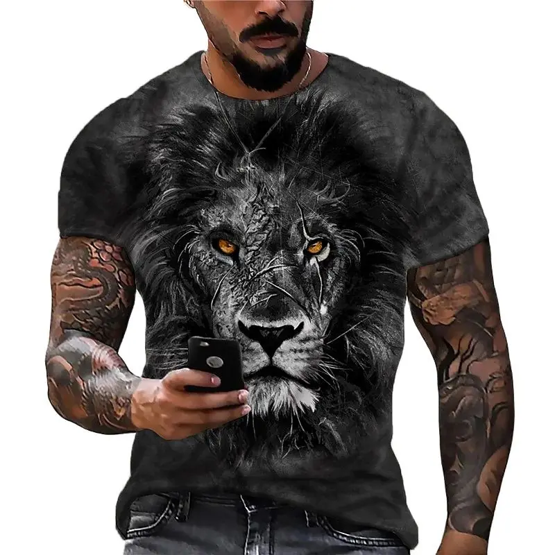

Men's 3d Lion T-shirts Rock Hip Hop Vintage Clothes Oversized Tops For Men Summer Fashion Male Camisetas Unisex Streetwear Tees