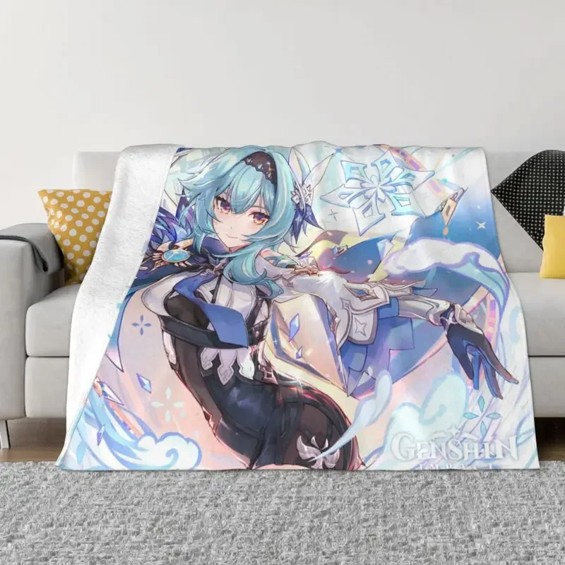 Официальное художественное одеяло Genshin blow Eula на день рождения флисовое