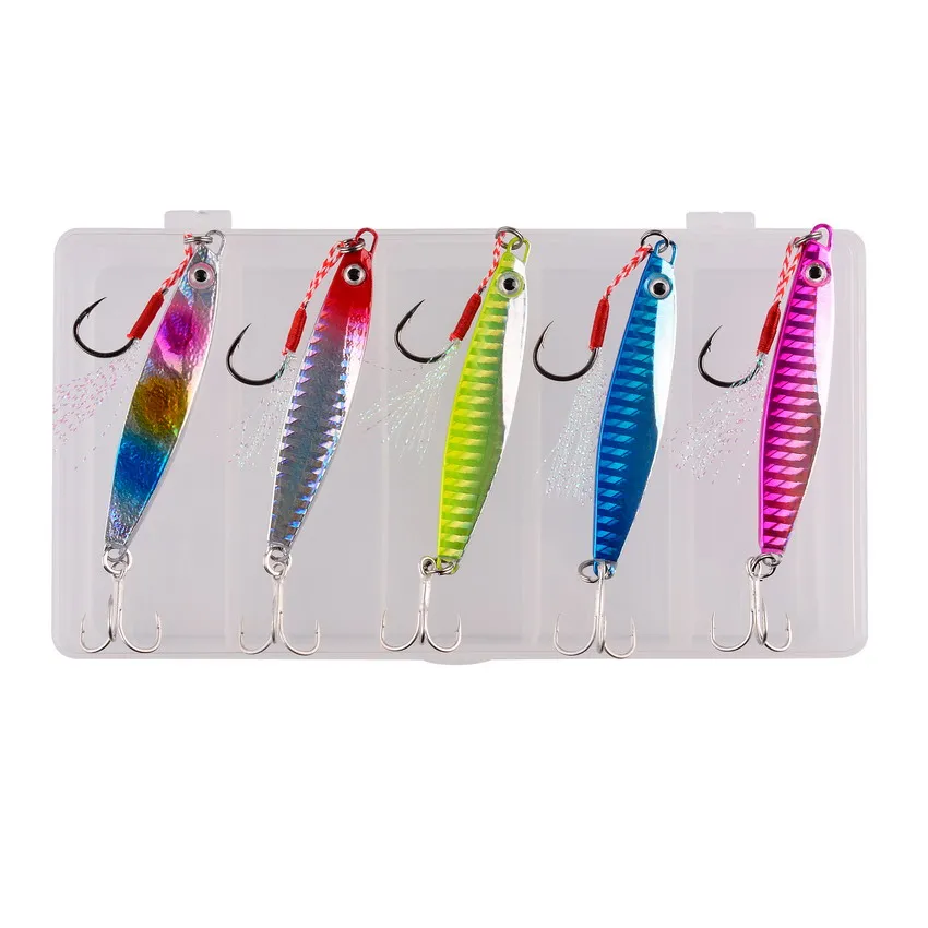 

5PCS Metal Jigging Spoon Lures Jigs 7G-40G Artificial Bait Off Shore Fast Sinking Jig Sea Fishing Lure Tackle Box