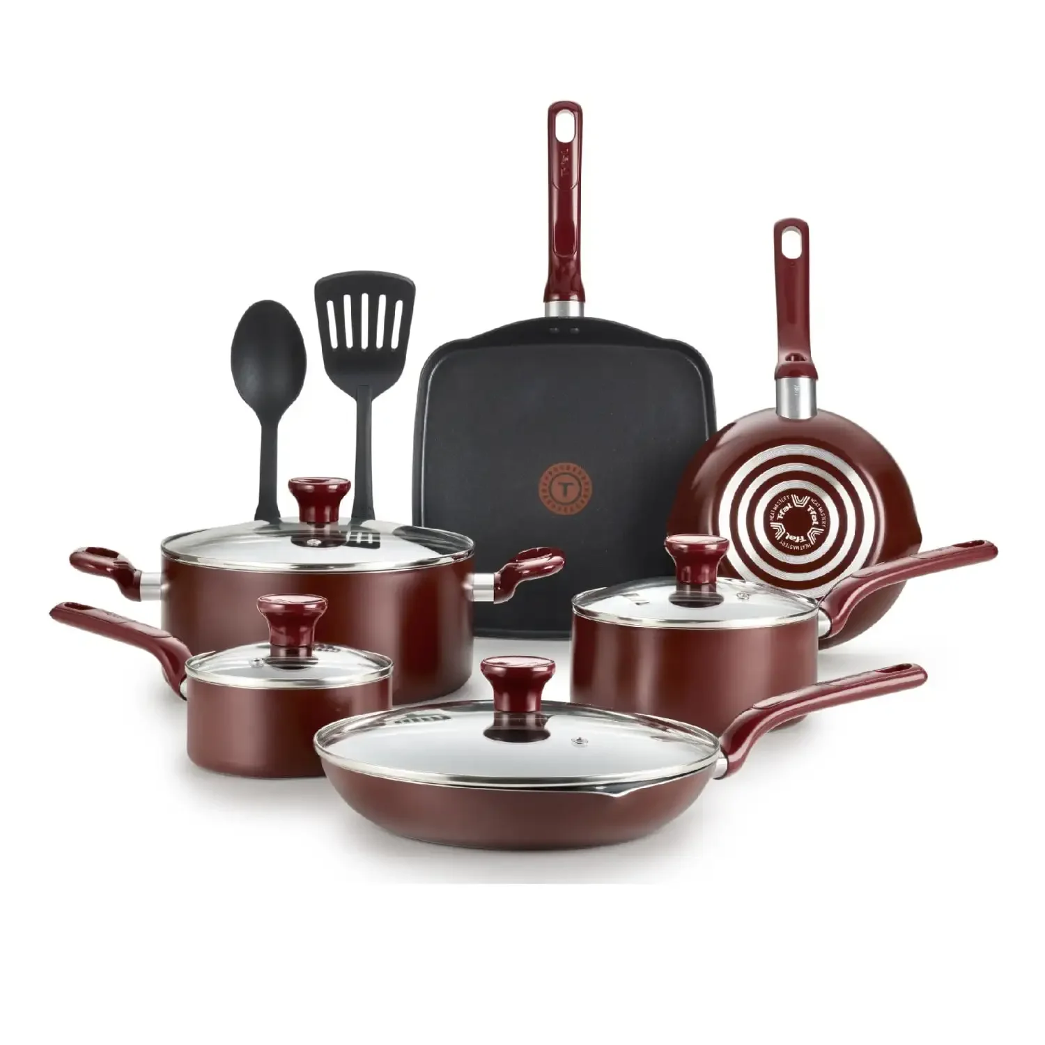 

T-fal Easy Care 12-Piece Non-Stick Cookware Set, Pots and Pans, Red