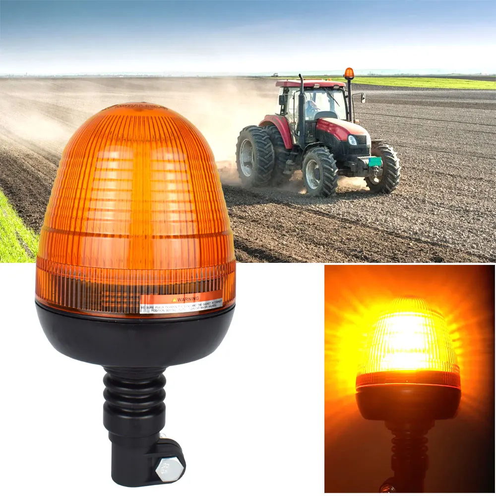 

12V-24V LED Warning Signal Lamp Car Roof Flashing Beacon Light Waterproof Amber 360 Degrees Lighting for Tractor ATV Trailer