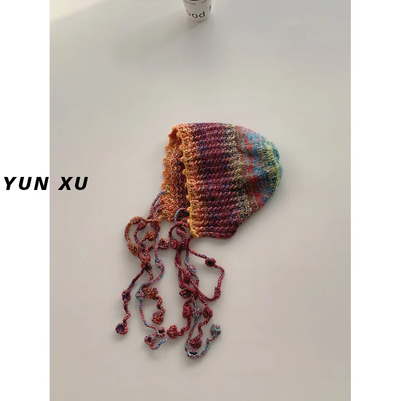 Женский Шерстяной Пуловер Ручной Работы С Бахромой Контрастная Вязаная Теплая