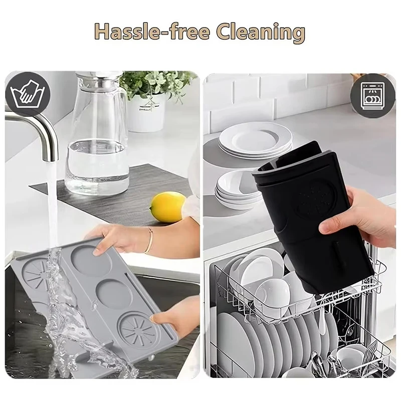 Фото Многофункциональный силиконовый коврик 3-в-1 для кофе: нескользящий коврик для бара и столешниц, незаменимый для чистой кофейной станции №5
