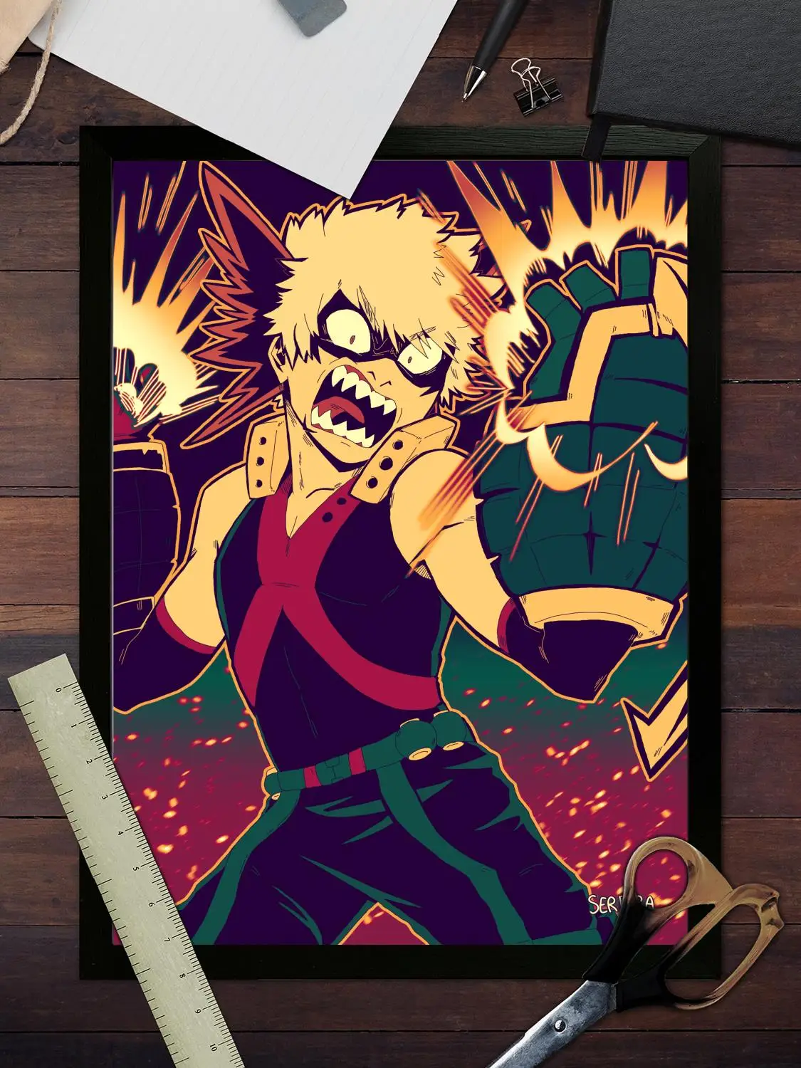 Художественный постер бакуго кацуки на холсте