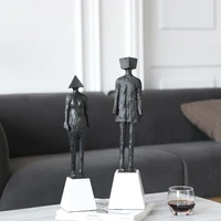 modern abstract male and female character art statue cast iron ornament office home desktop decoration marble figurines