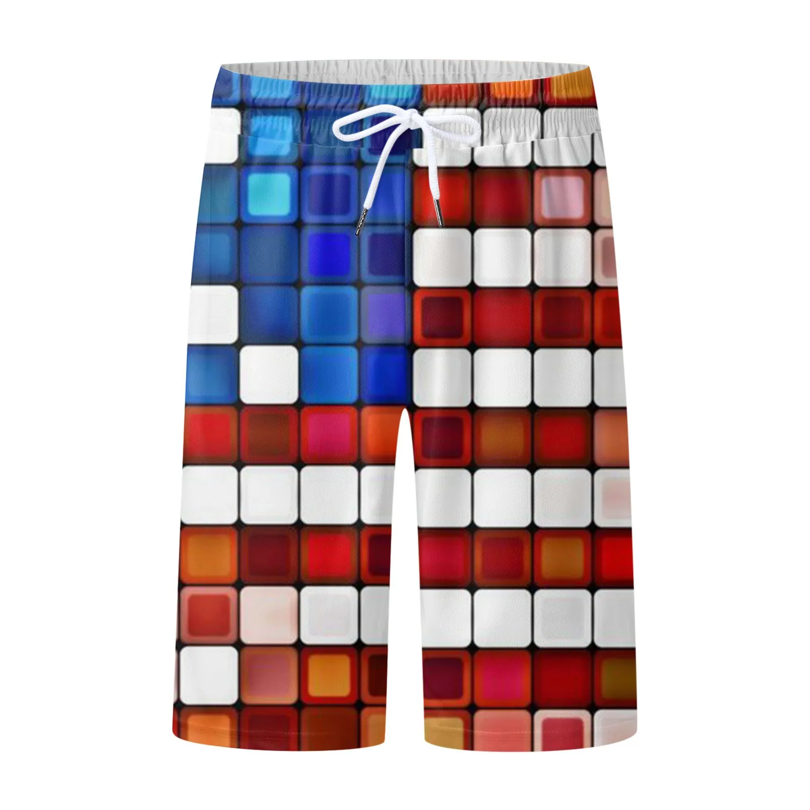 

American National Beach Shorts Men Summer 3d Printed Half Knee Pants Independence Day