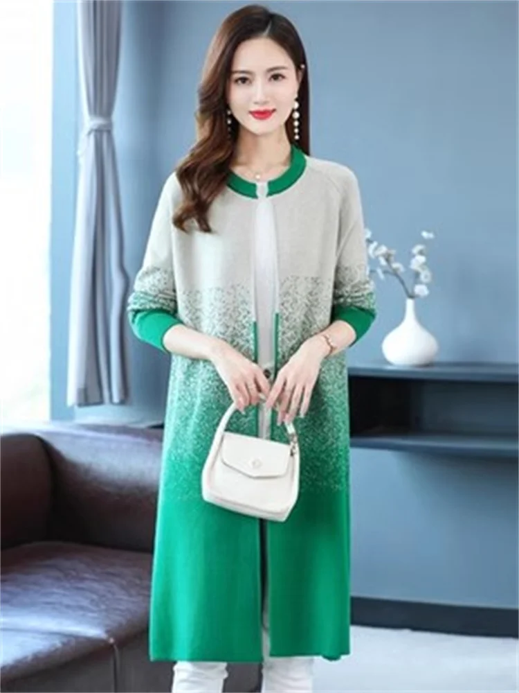 Высококачественный вязаный кардиган женские длинные пальто Осень-зима