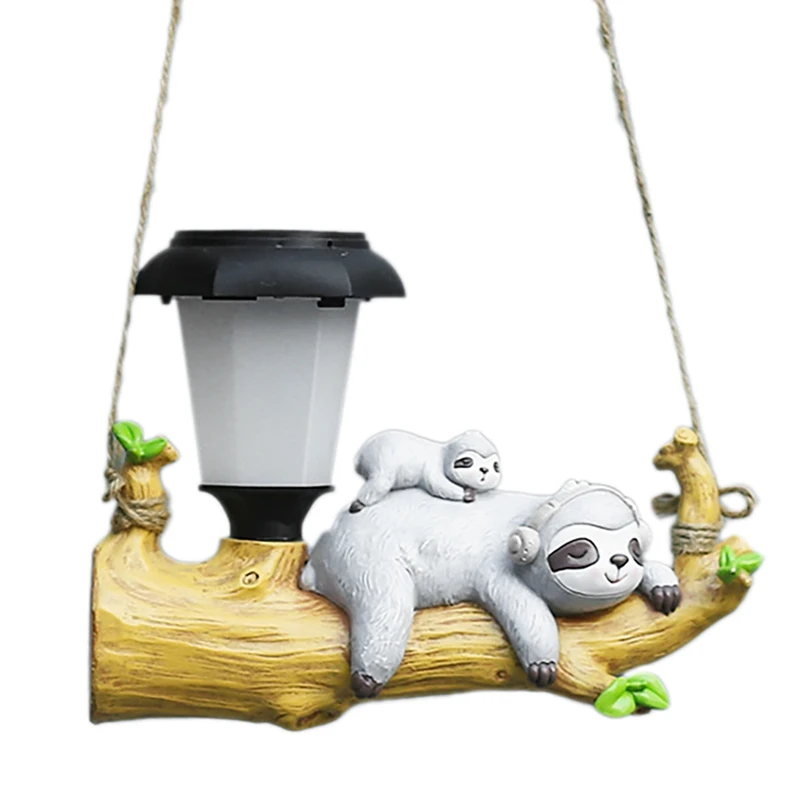 

LED Solar Lamp Squirrel Sloth Hanging Lamp Garden Resin Statues Outdoor Accessories Garden Pendan