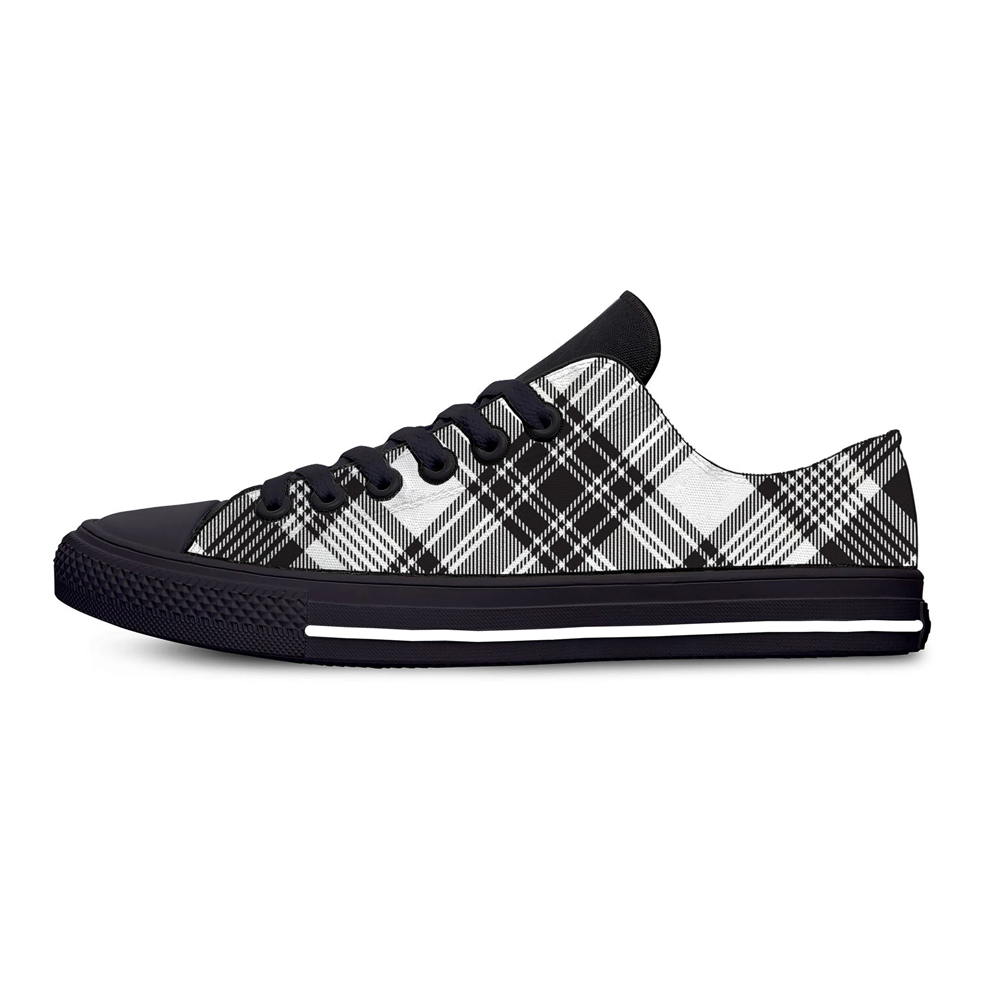 Черно-белые клетчатые крутые модные классические повседневные туфли низкие