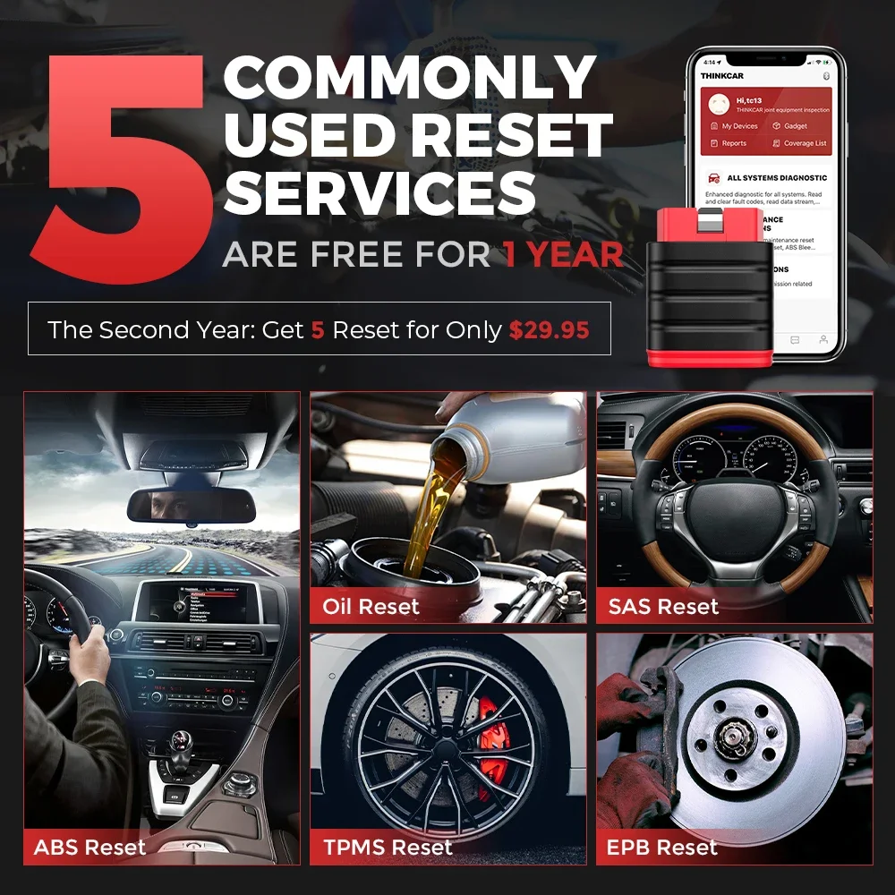 Thinkcar Thinksafe Bluetooth OBD2 Автомобильный сканер считыватель кодов автомобиля 5 сброс