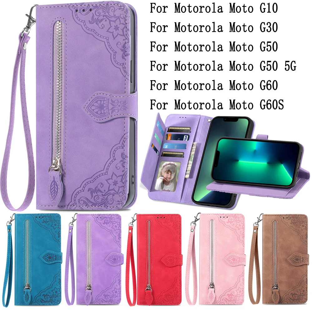 

Sunjolly Mobile Phone Cases Covers for Motorola Moto G10 G30 G50 G60 G60S 5G Case Cover coque Flip Wallet for Moto G60 Case