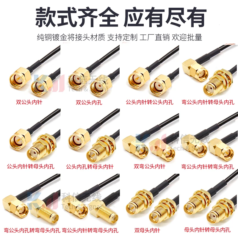 

RP-SMA Connector Male to Female Extension Cable Copper Feeder Wire for Coax Coaxial WiFi Network Card RG174 GPRS Router Antenna