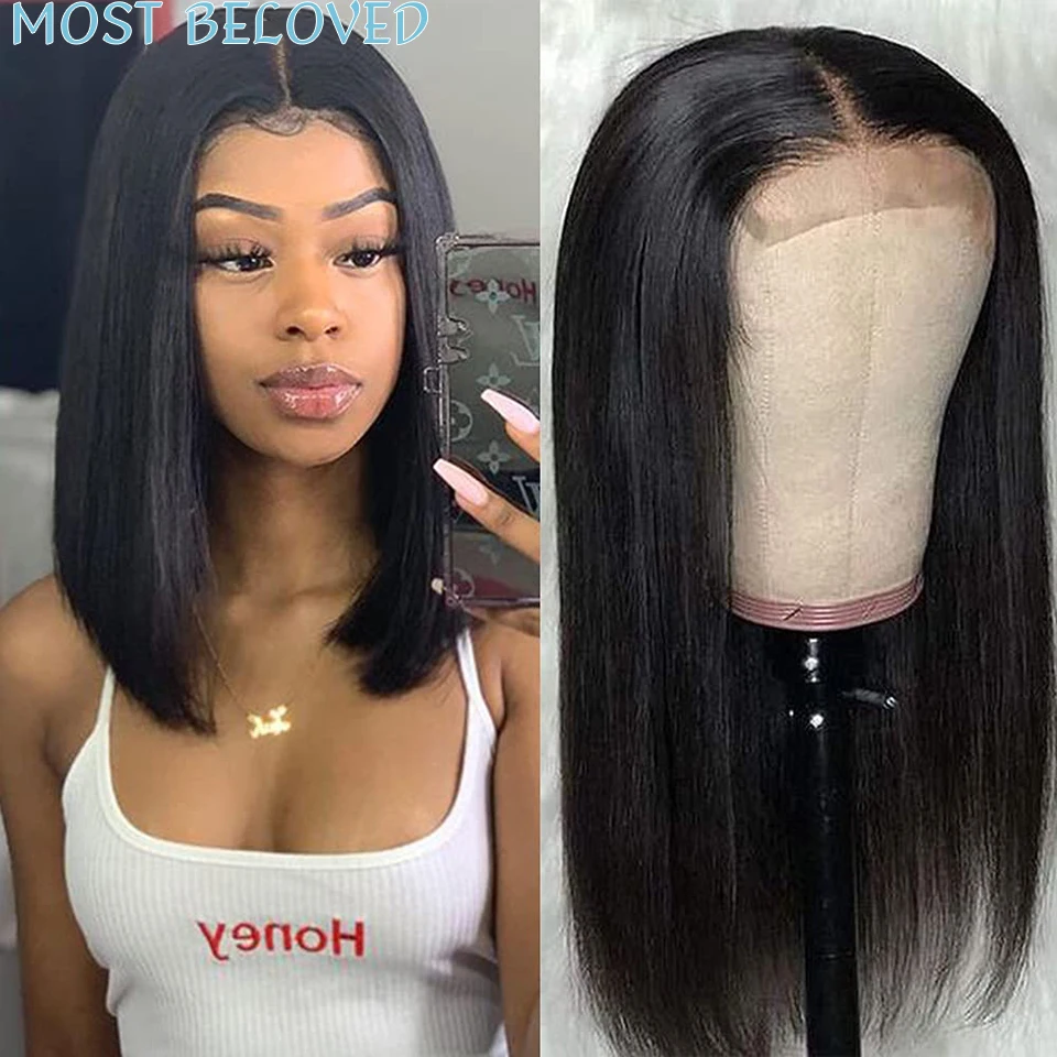 

Short Bob Wigs Straight Lace Front Human Hair Wigs Pre Pluck T Part Lace Closure Wig Brazilian Remy HD Lace Frontal Wig