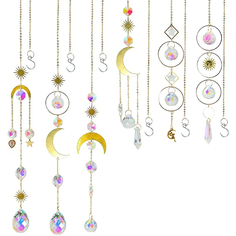 

Хрустальный Ловец Солнца, радуга, искусственное украшение, подвеска, украшение для дома и сада, автомобильное украшение, 6 упаковок, подароч...