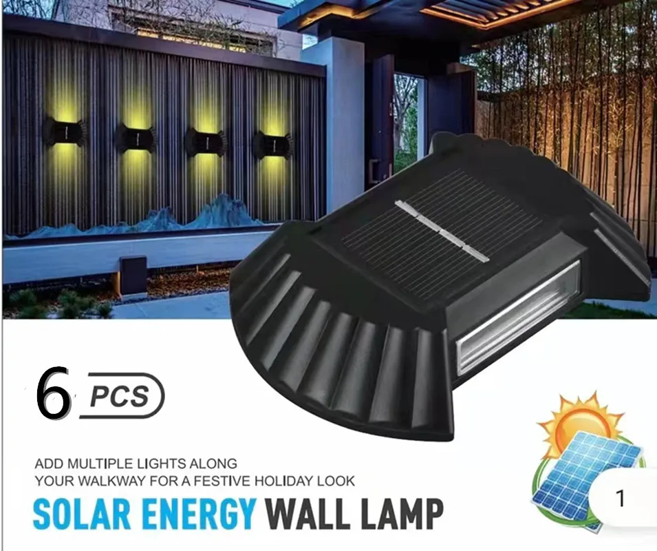 

2/8LED Solar Wall Light UP and Down Illuminate Outdoor Sunlight Sensor Lamp Waterproof Modern Home Garden Decorative Wall Light