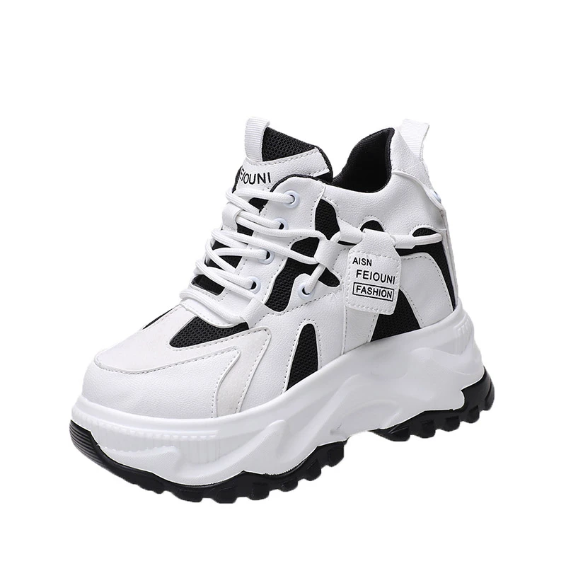 black and white platform trainers
