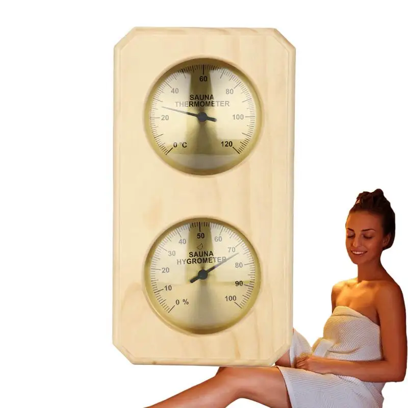 

Термометры для сауны 2 в 1 Измерение влажности температуры настенный Термогигрометр для дома деревянный гигротермограф для сауны