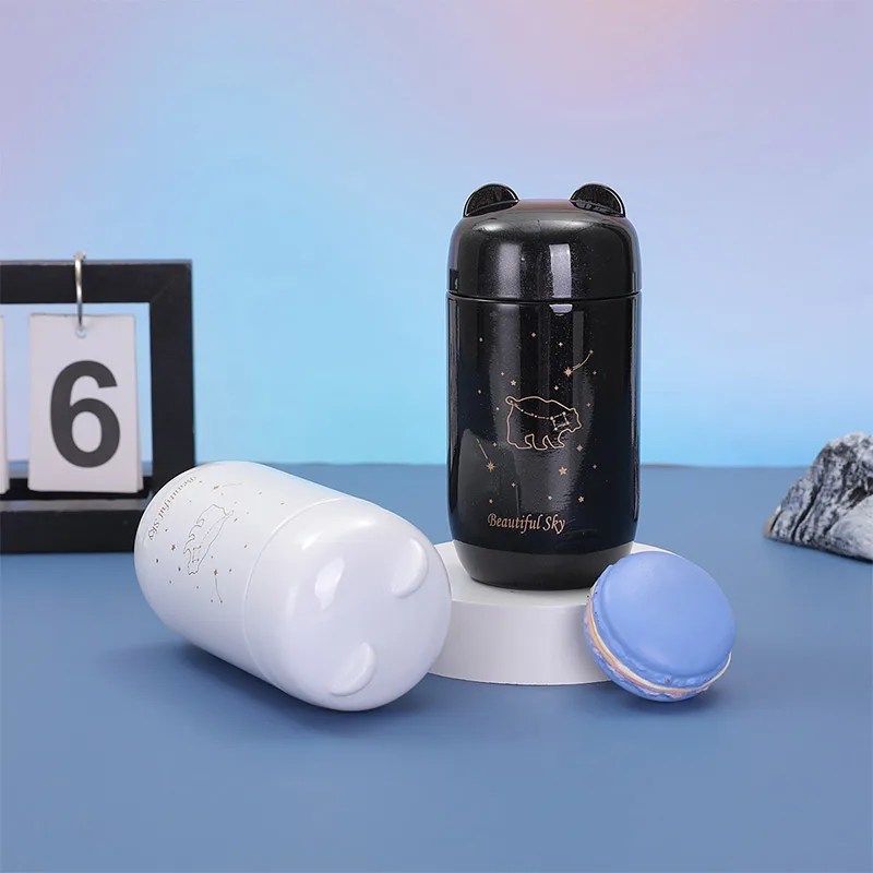 304 Stainless Steel Starry Sky Mini Thermos Bottle 200ML Small Capacity Thermal Mug Leakproof Constellation Pattern Vacuum Flask