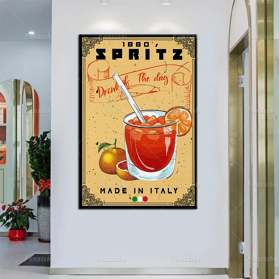 

Spritz Retro Poster,Cocktail Print,Italian Poster,Housewarming Gift, Kitchen Wall Decor,Mid Century Poster,Minimalist Art Prints