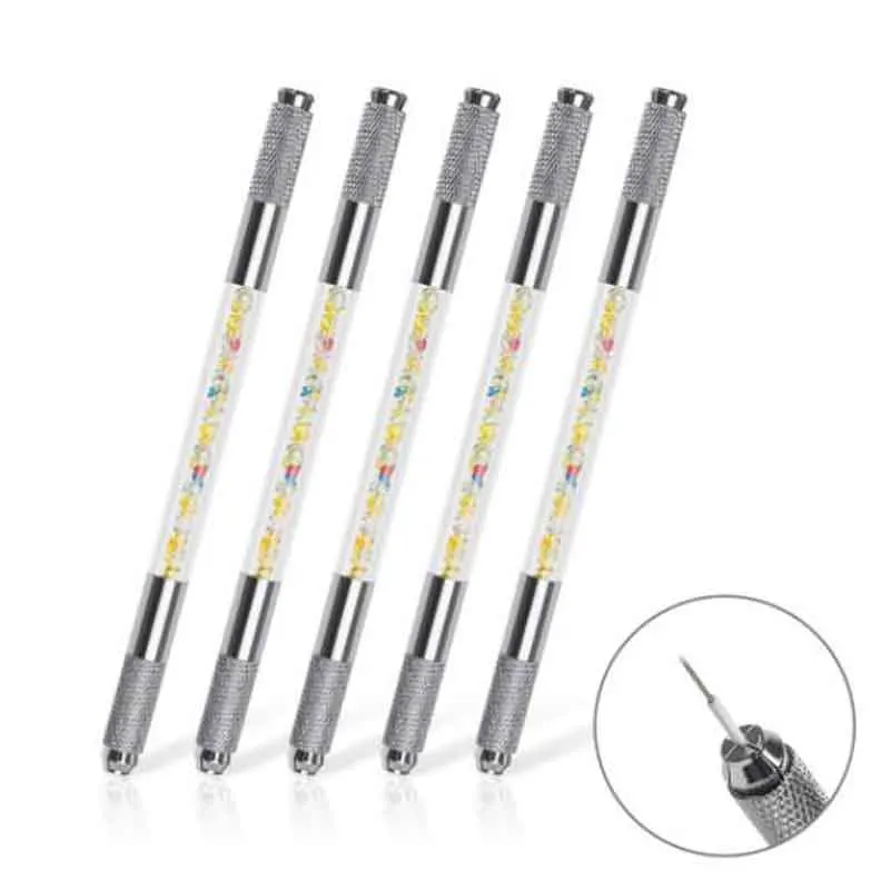 

Manual Double Head Crystal Acrylic Tattoo Pen Microblading Permanent Makeup Eyebrow Lips Tools Tattoo Blade Needles Tebori Munsu