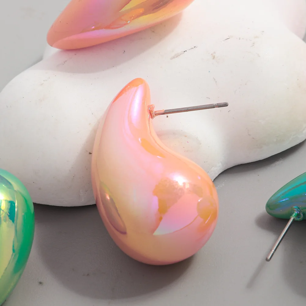 Новые Красочные массивные серьги-капельки AB для женщин гладкие полые серьги в