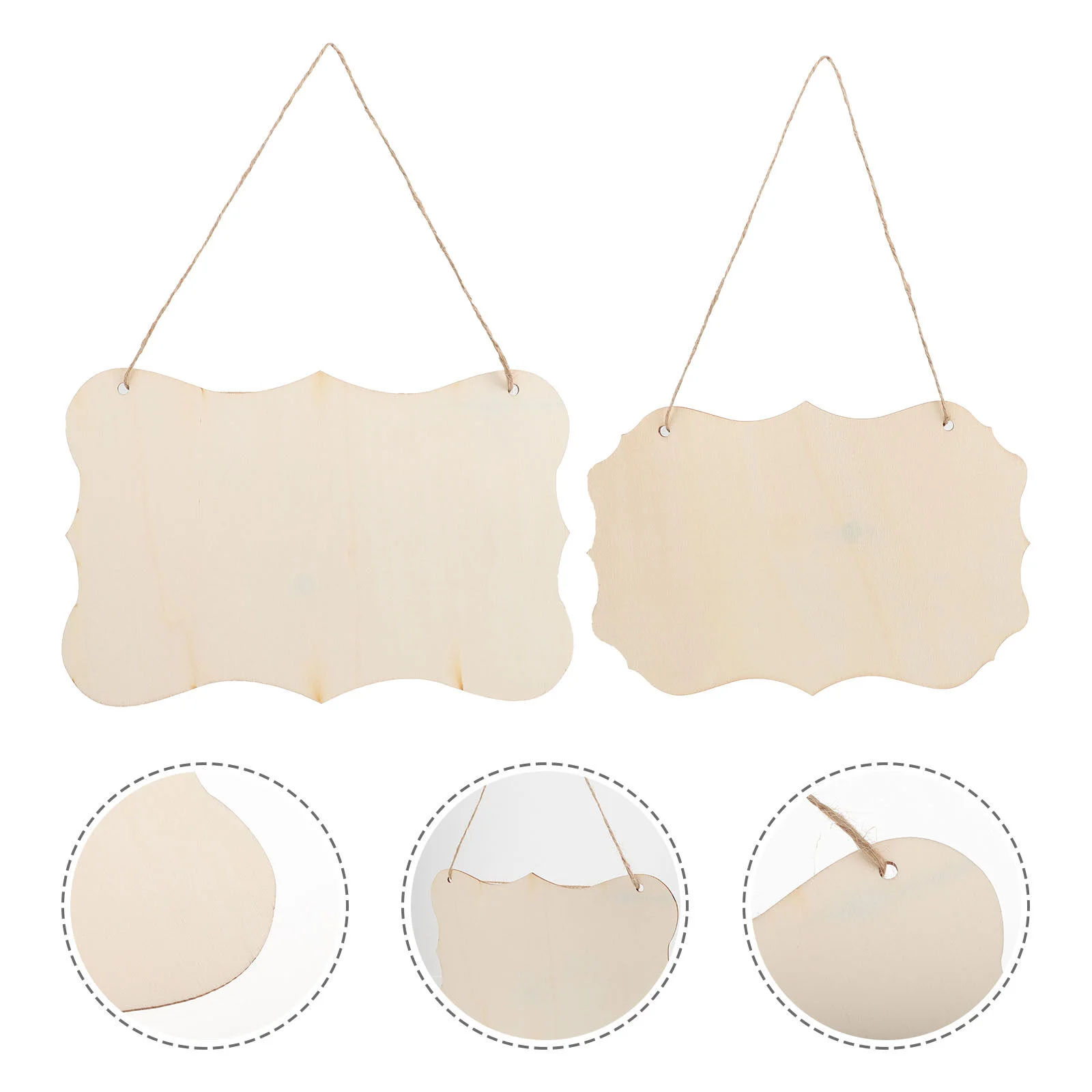 

2 Pcs Coat Hanger Wooden Plaque Blank Plate Hanging Ornament Wedding Sign Child
