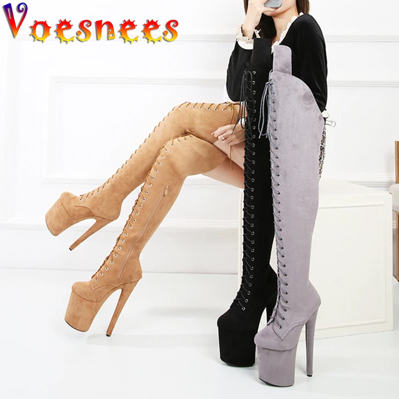 Женские сапоги модель подиума обувь 20 см замшевые высокие Hate Sky модные выше