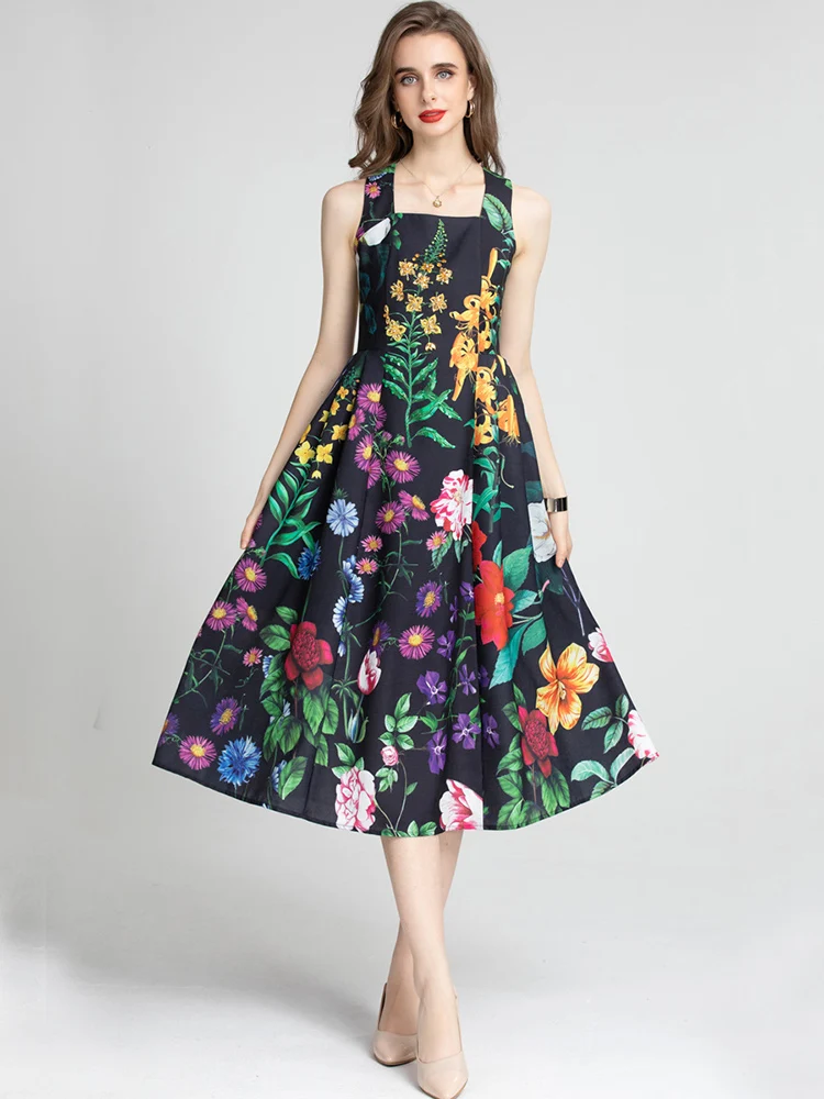 

Женское пляжное платье на бретелях-спагетти, элегантное облегающее платье с квадратным вырезом сзади и принтом из бисера, лето