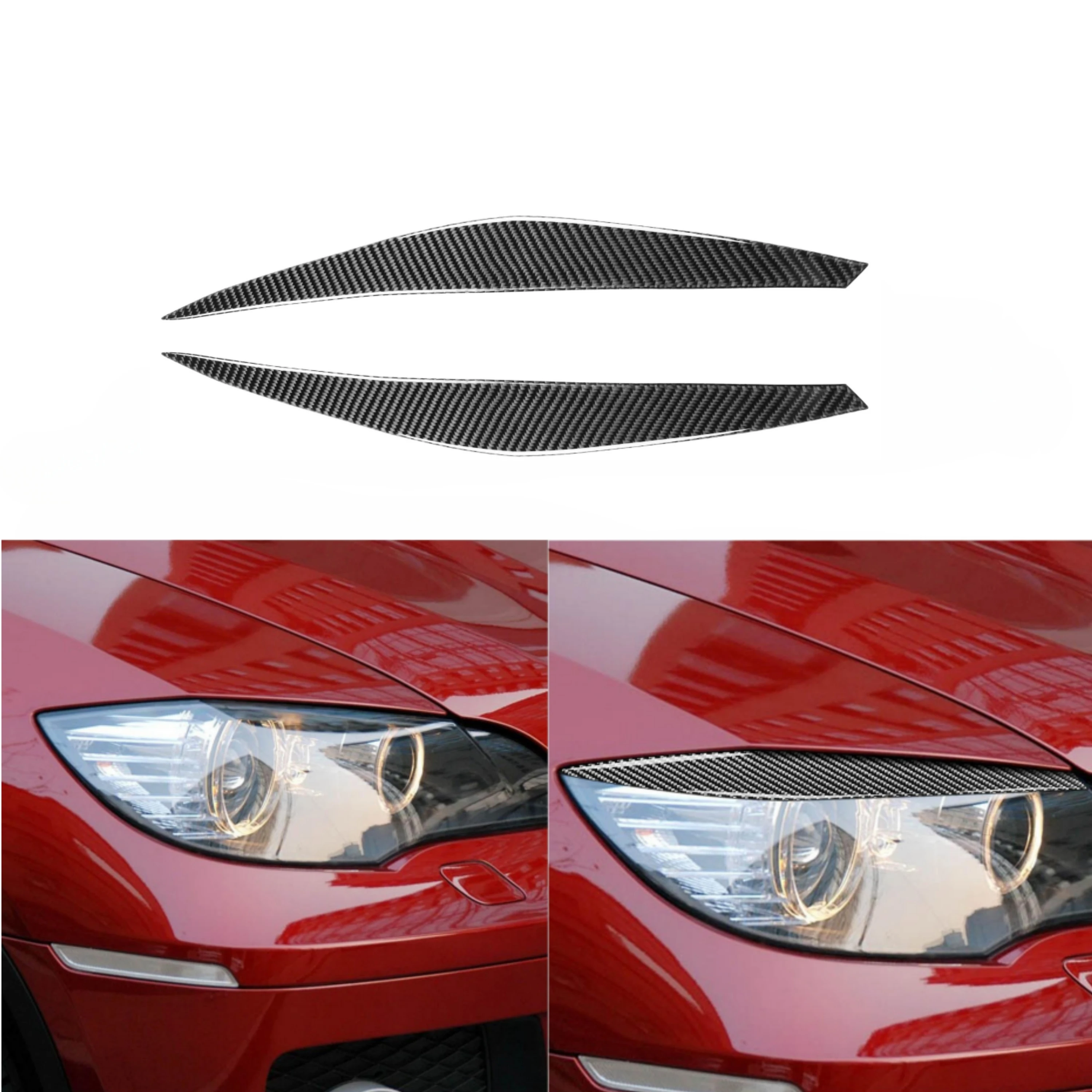 

Для BMW X6 E71 2008-2014 Автомобильная фара, накладка на веко для бровей, отделка, наклейка из углеродного волокна, наклейка для автомобиля, внешняя